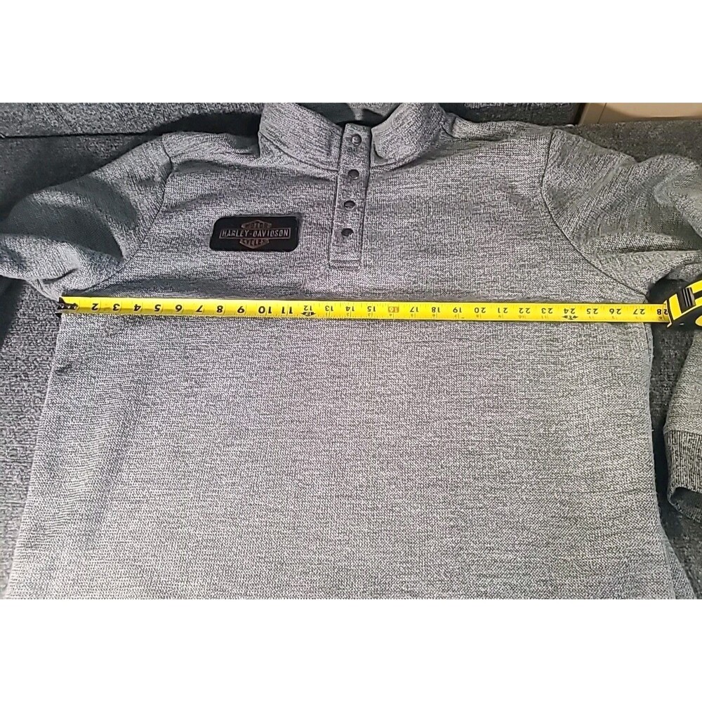 Harley Davidson 1/4 Button Heavy Sweater Sweatshirt Grey Size 2xl Pullover - Picture 7 of 13